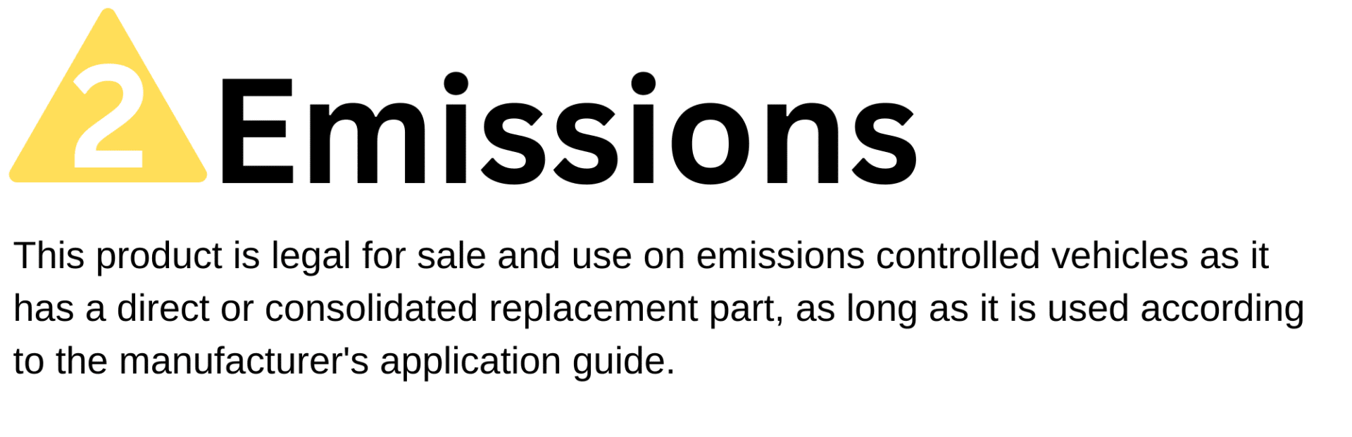 A close-up of text explaining emissions control and replacement parts.