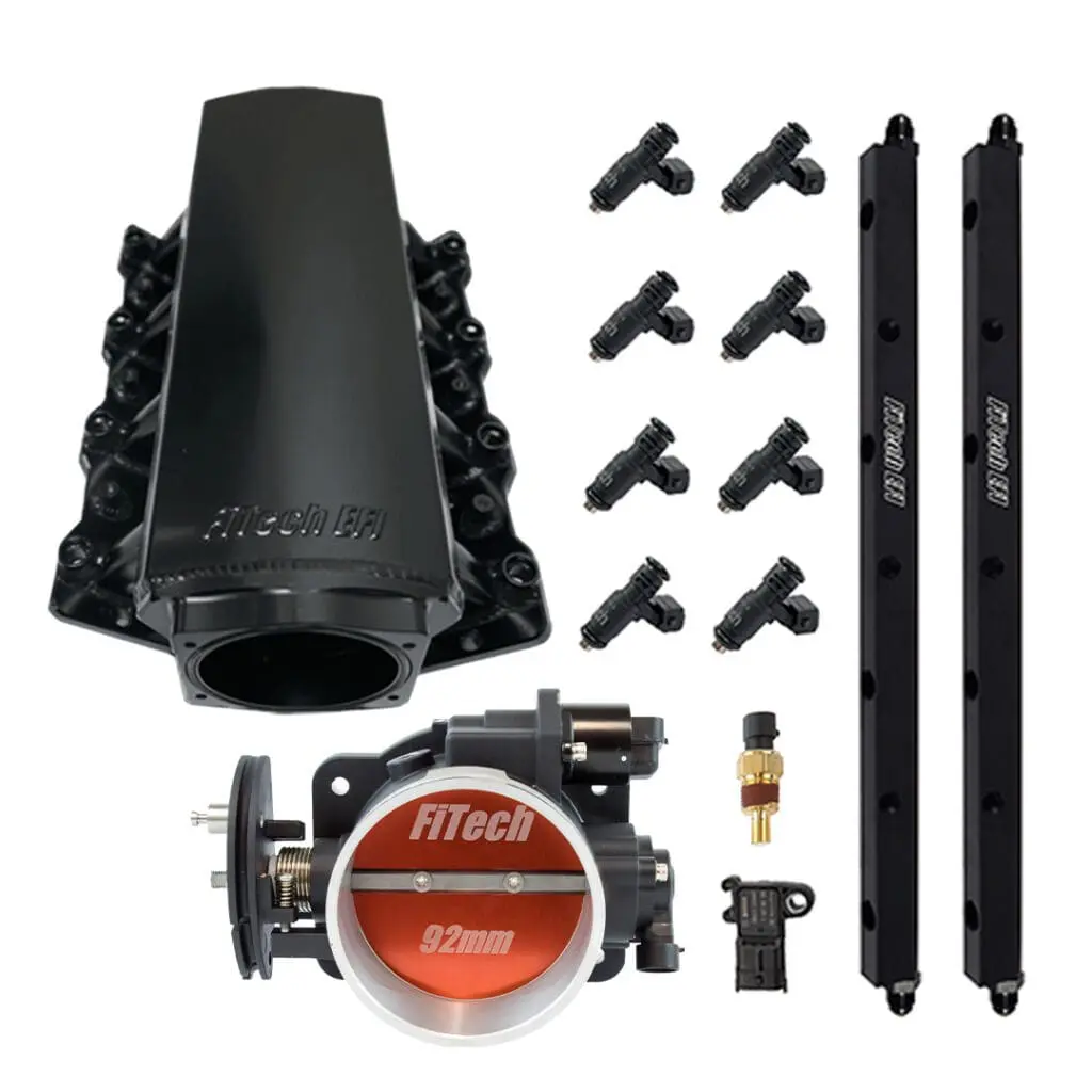 Car engine performance parts and components set.
