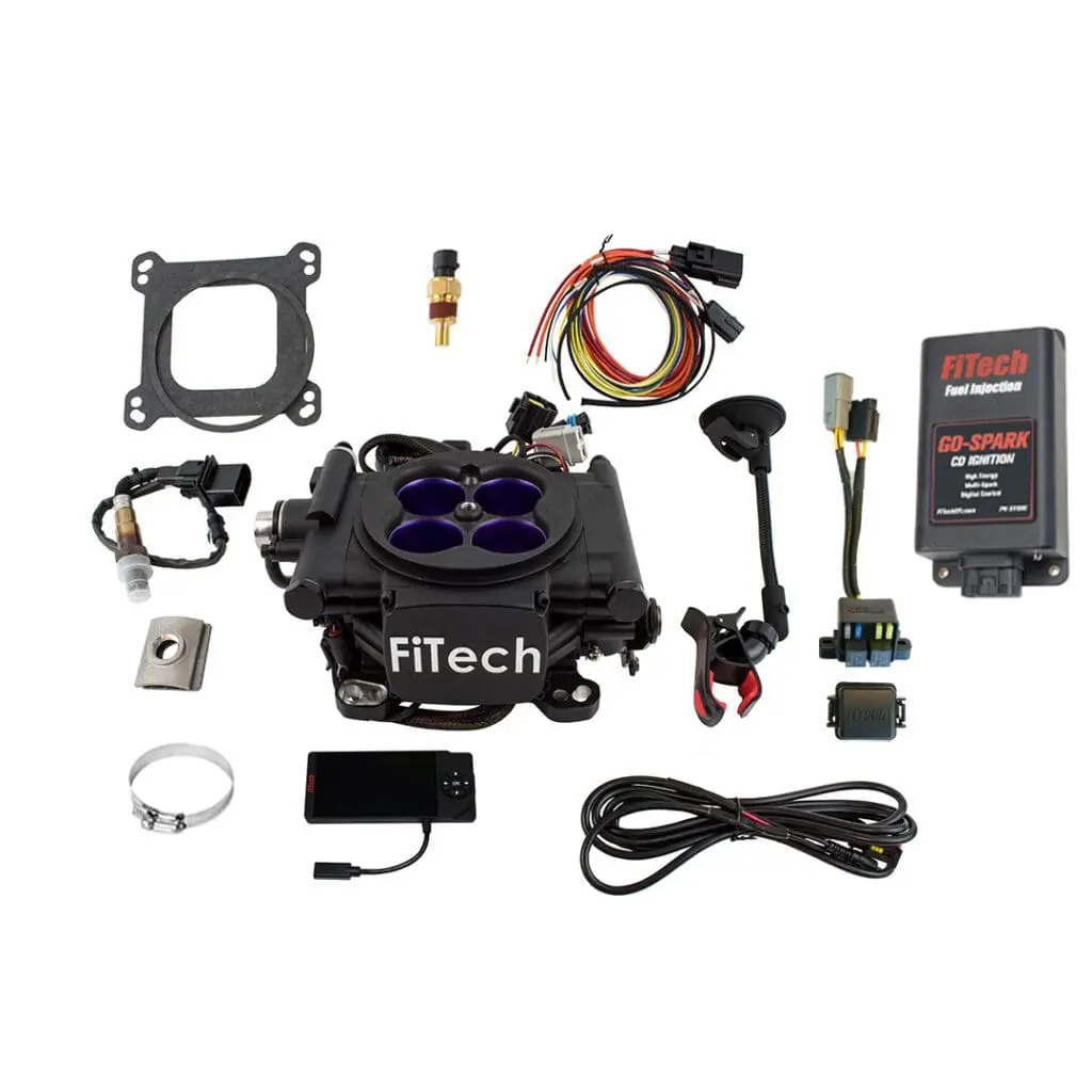 FiTech fuel injection system components displayed.