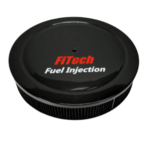 Black FITech Fuel Injection cap with red and white text.
