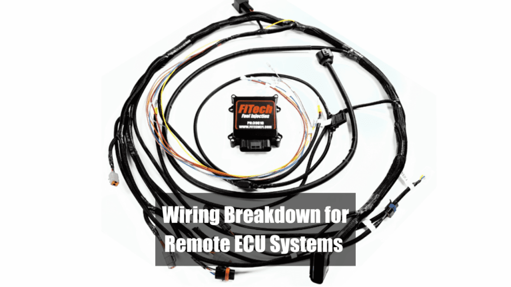 Wiring breakdown for remote ECU systems with connectors and a central module.
