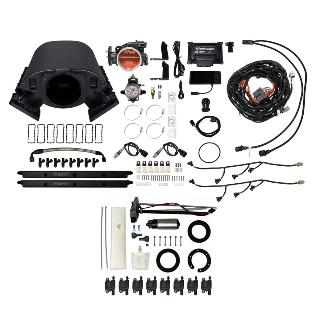 Complete motorcycle wiring harness kit with various components and connectors.