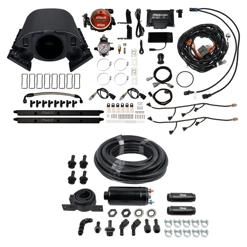 Complete motorcycle wiring harness kit with connectors and cables.