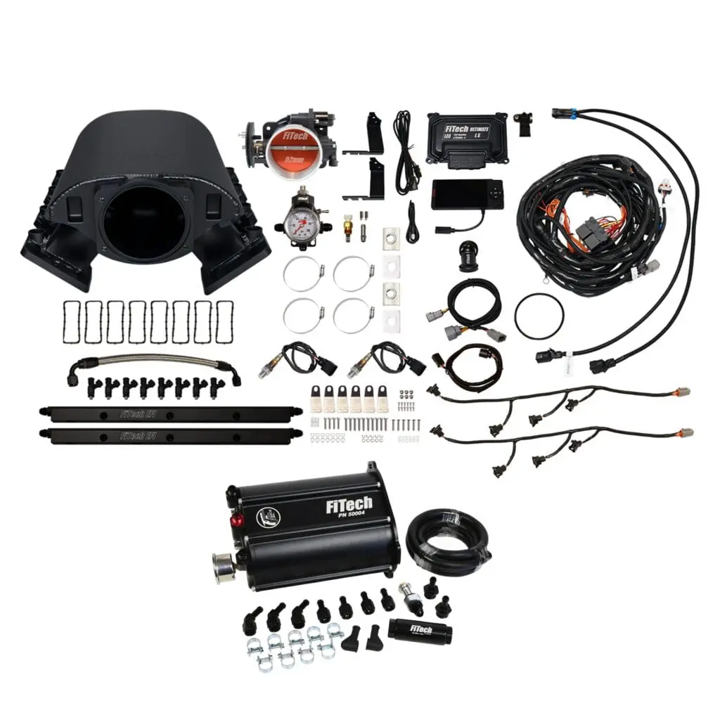 Comprehensive car audio installation kit with various components and accessories.
