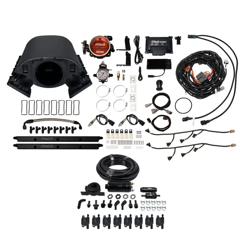 Complete automotive wiring harness kit with various connectors and components.