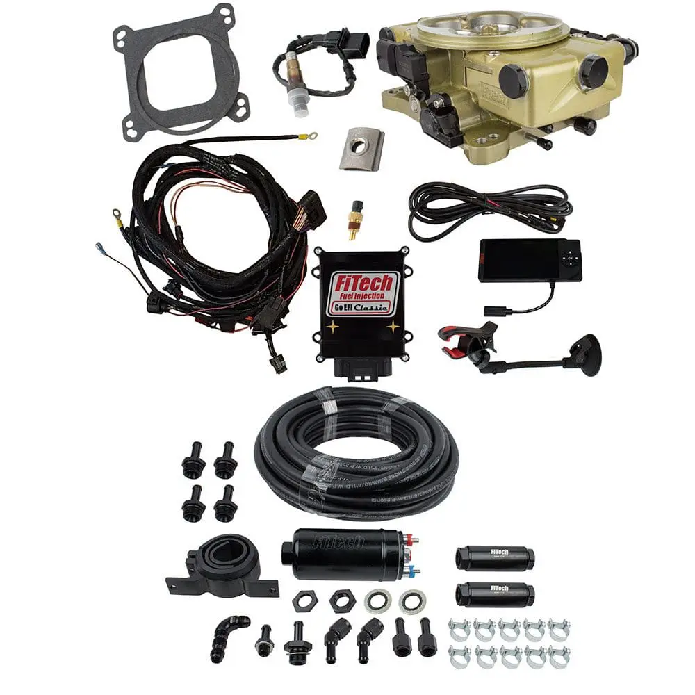 FiTech electronic fuel injection system components.
