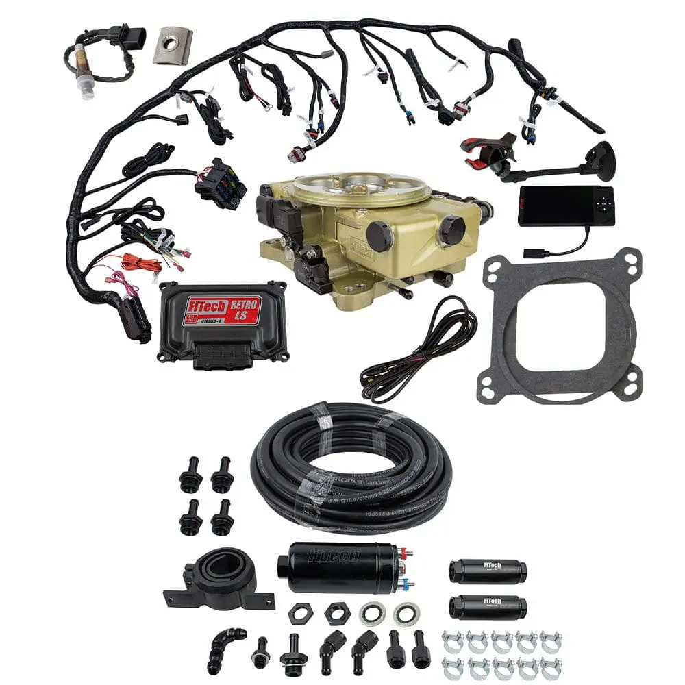 Car engine wiring and components set.