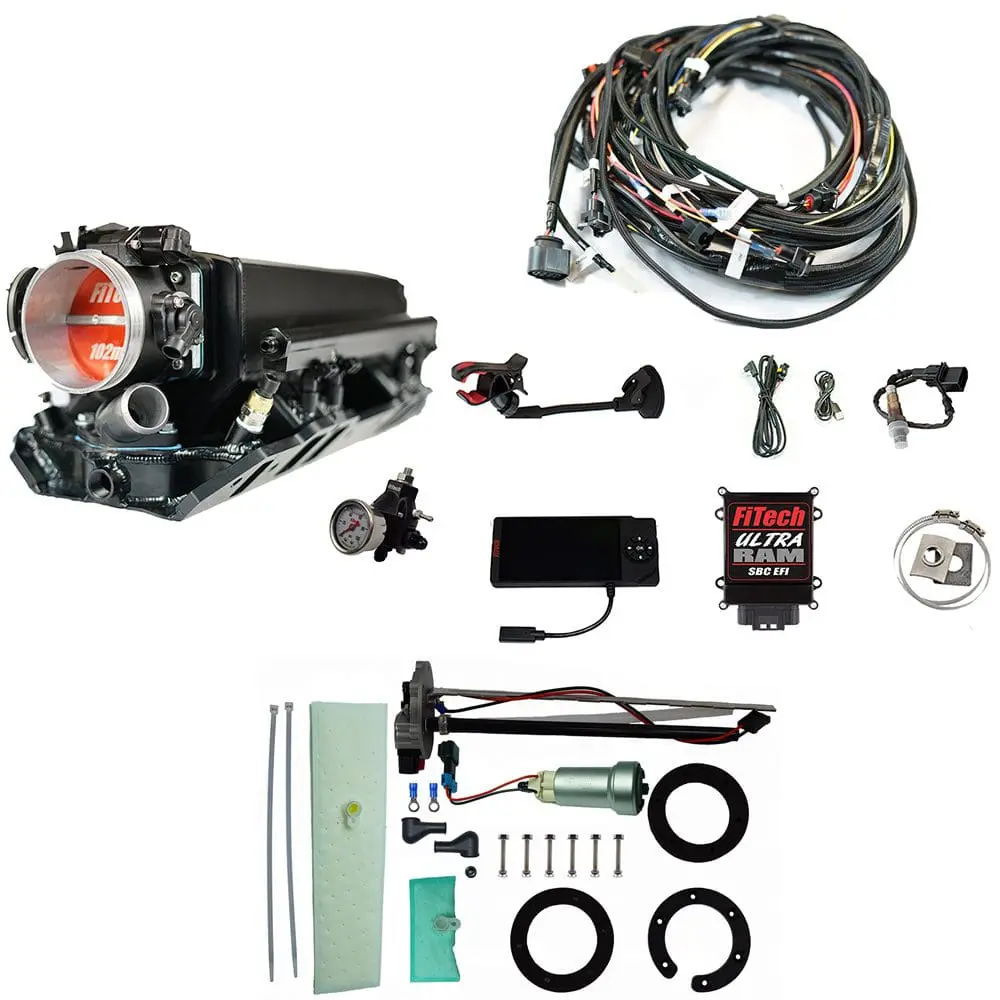 Car engine fuel injection system components.