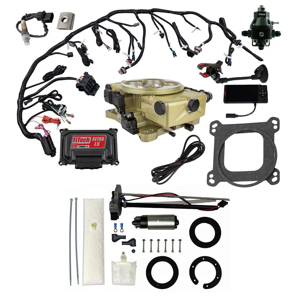 Electronic fuel injection system kit components.