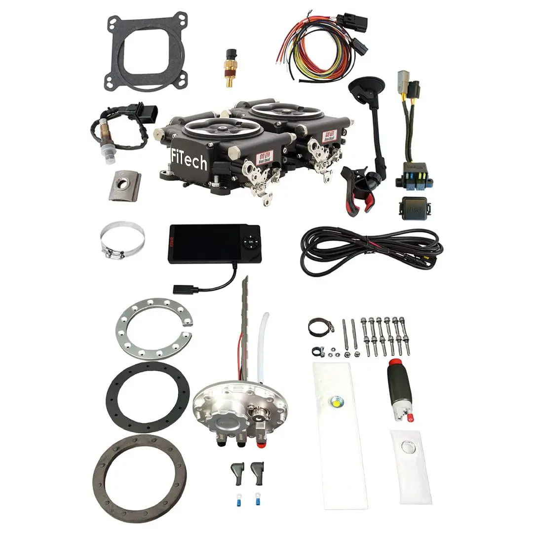 FiTech fuel injection system components displayed.