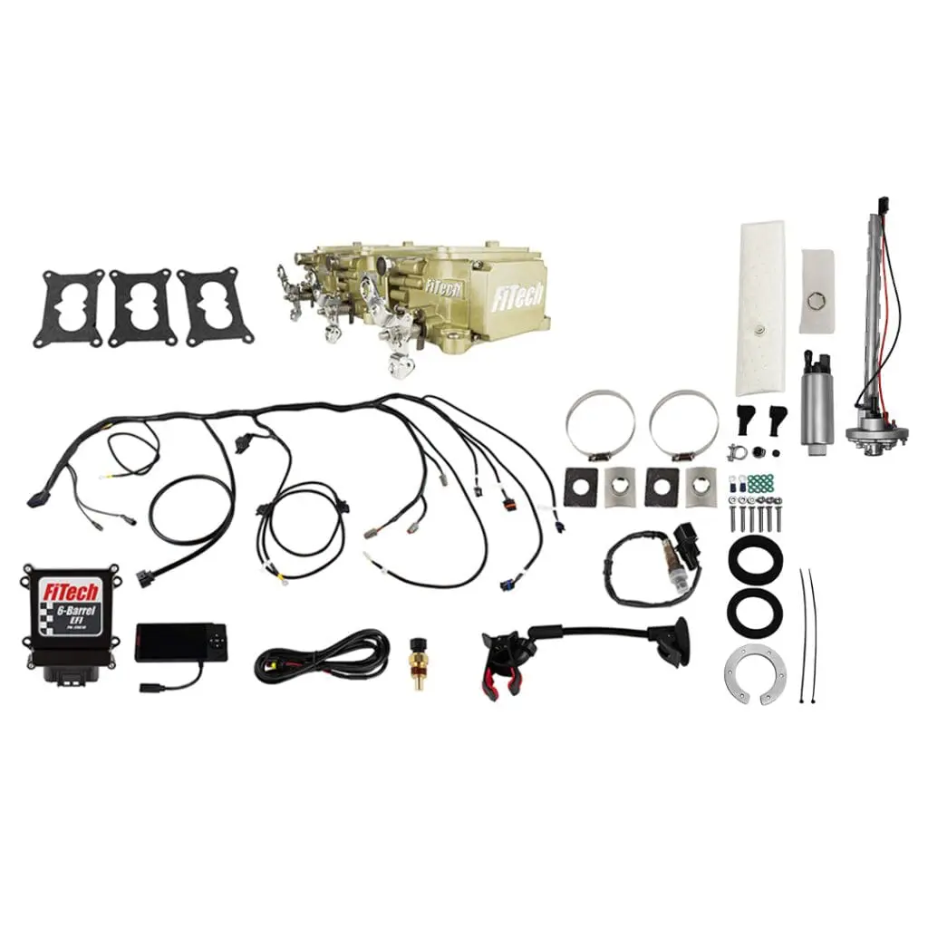 FiTech fuel injection system components laid out.
