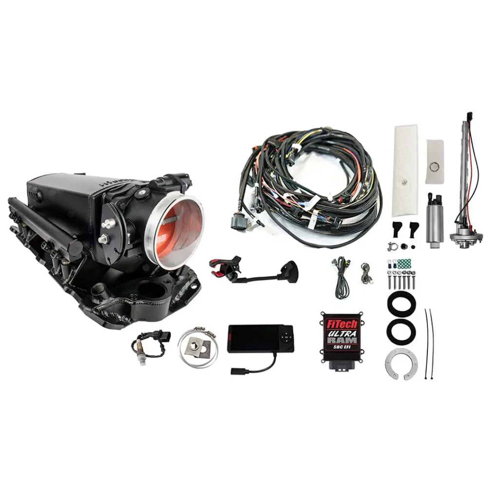 Automotive fuel injection system with accessories.