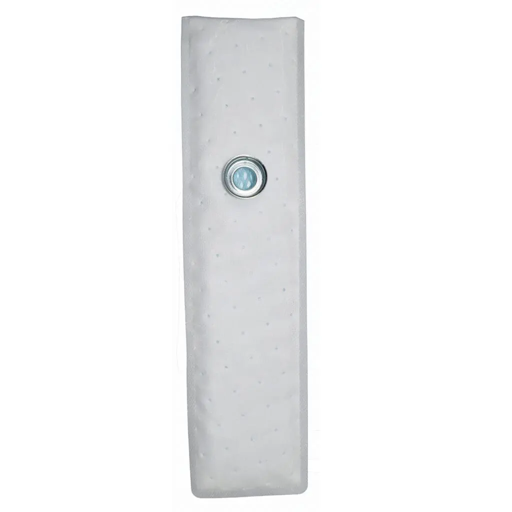 White rectangular doorbell button with a circular center.