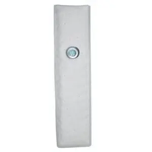 White rectangular doorbell button with a circular center.