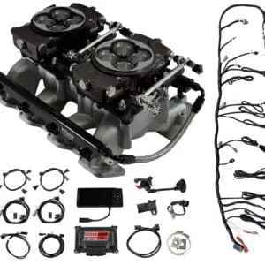 Car engine parts and wiring kit components.