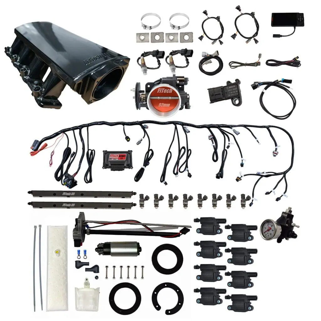 Car engine components and wiring harness kit.