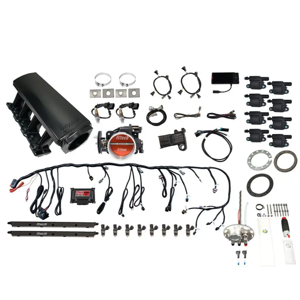 Automotive engine parts and wiring components.