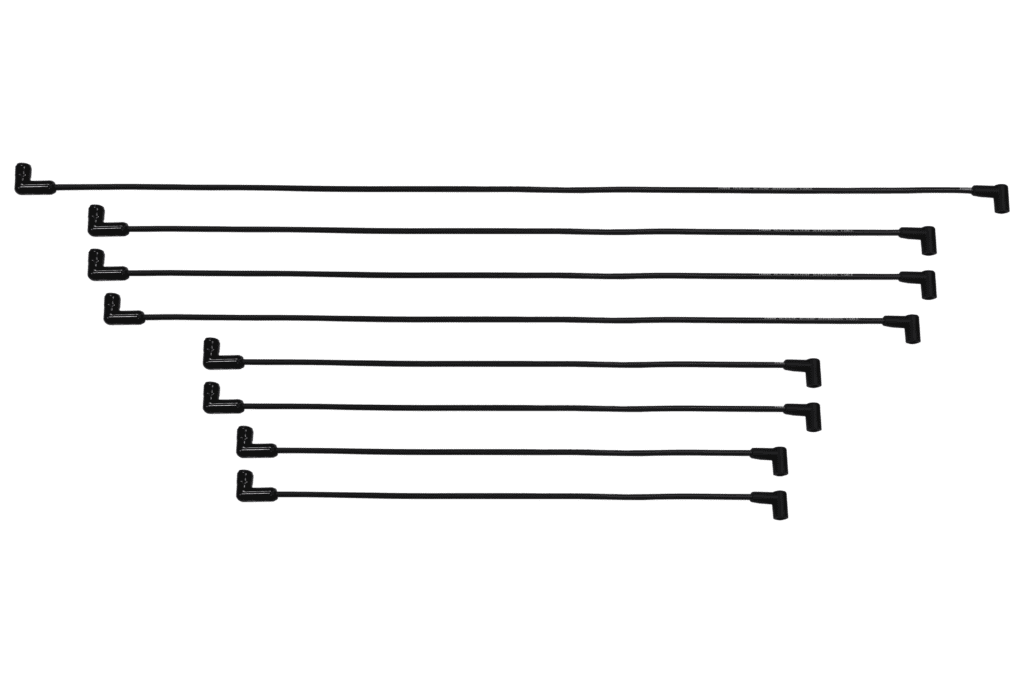 Nine black L-shaped hooks in different lengths.