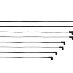 Eight black right-angle cables arranged vertically.
