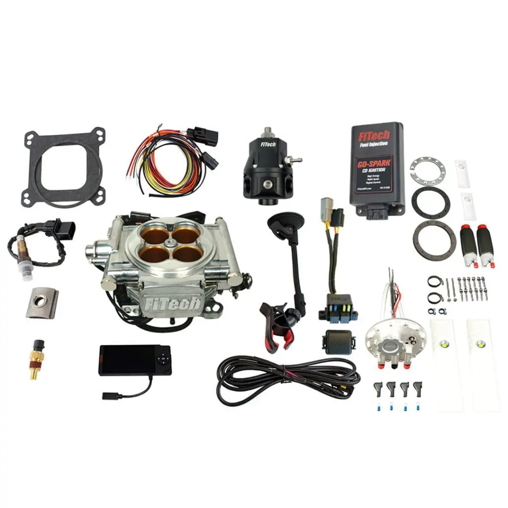 FiTech fuel injection system with components displayed.