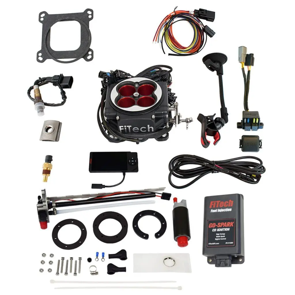 FiTech fuel injection system components laid out.