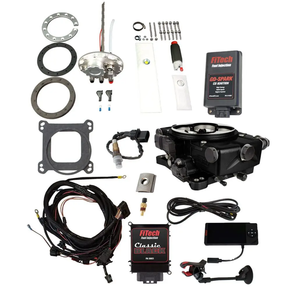 FiTech fuel injection system components and accessories.