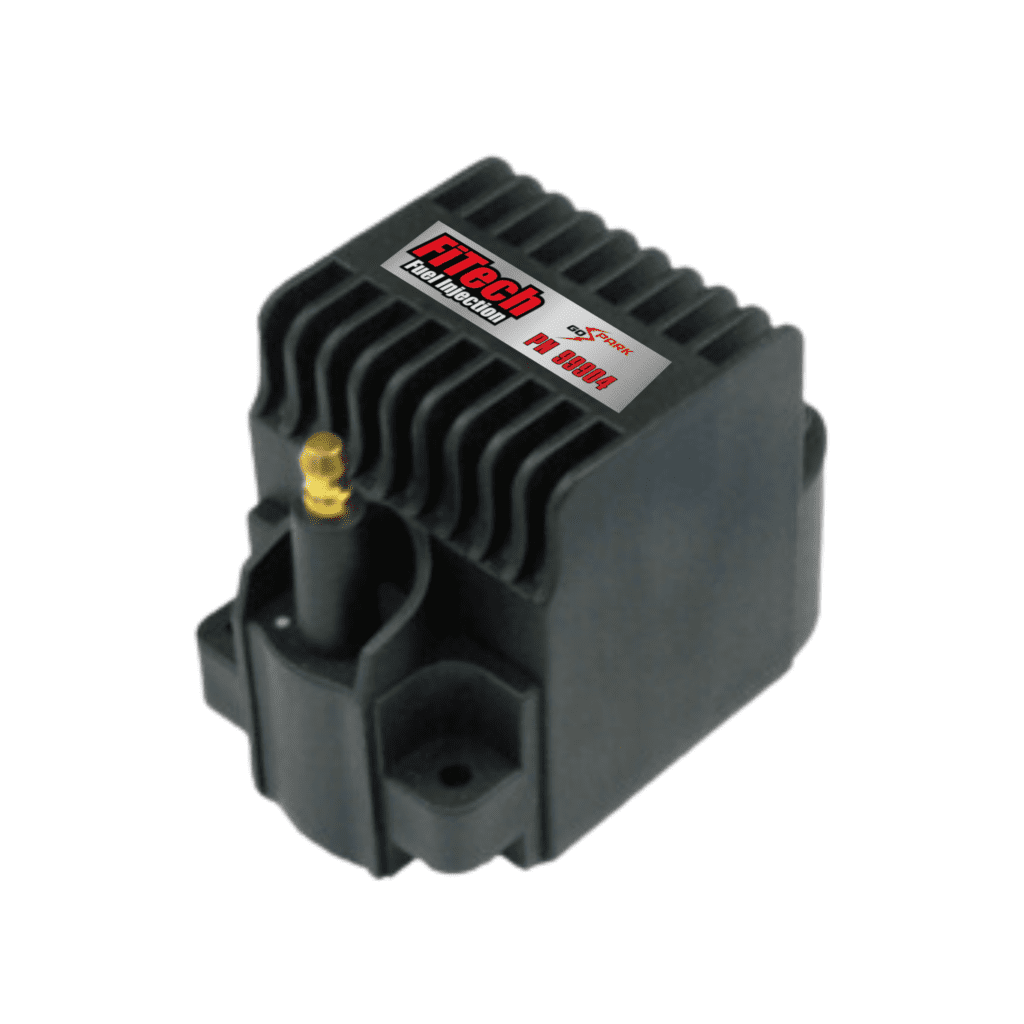 Black electronic component with label on top.