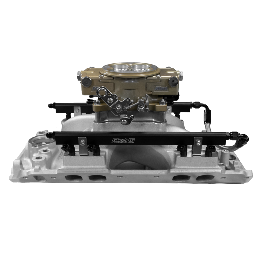 Silver automotive engine part on white background.