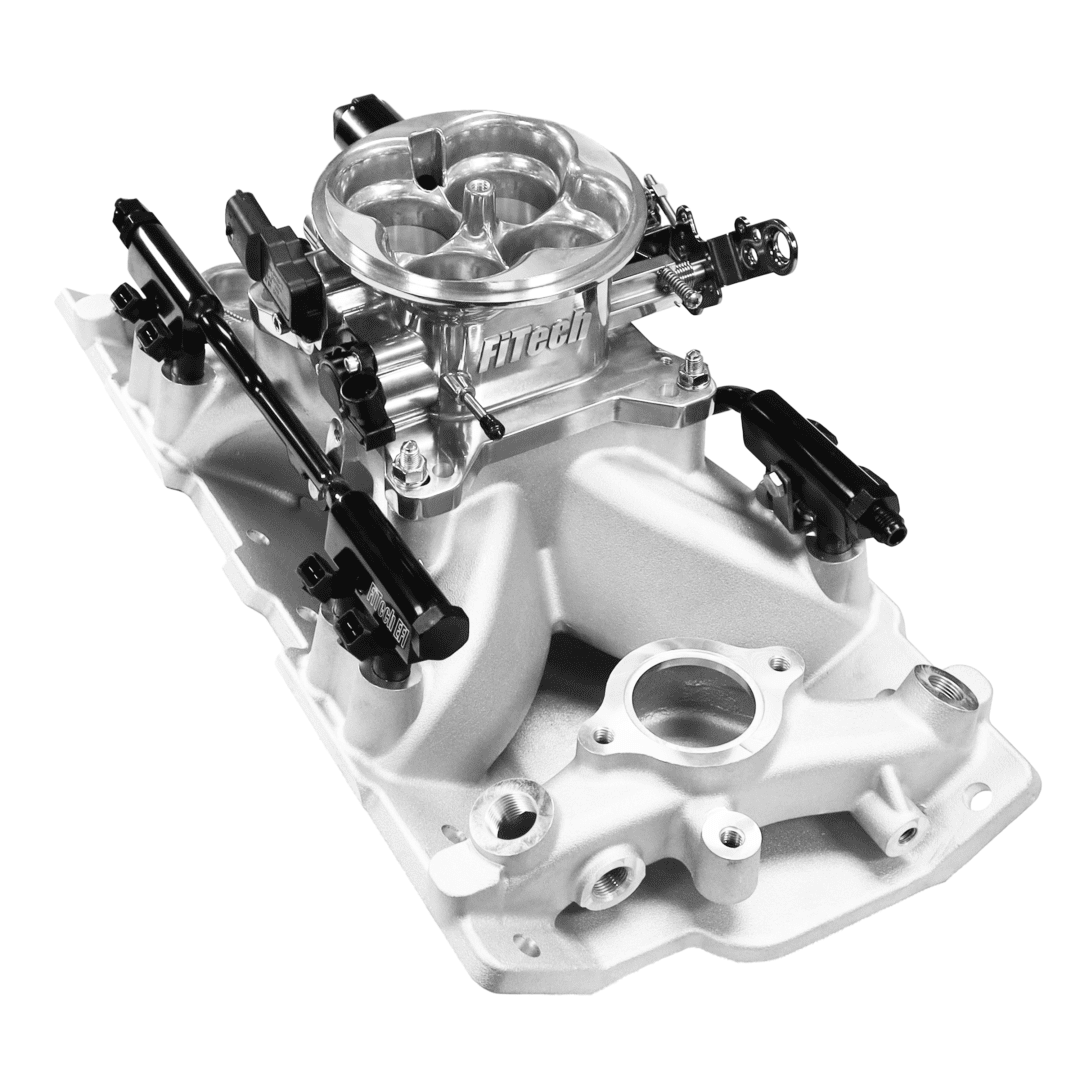 Car engine intake manifold in silver finish.