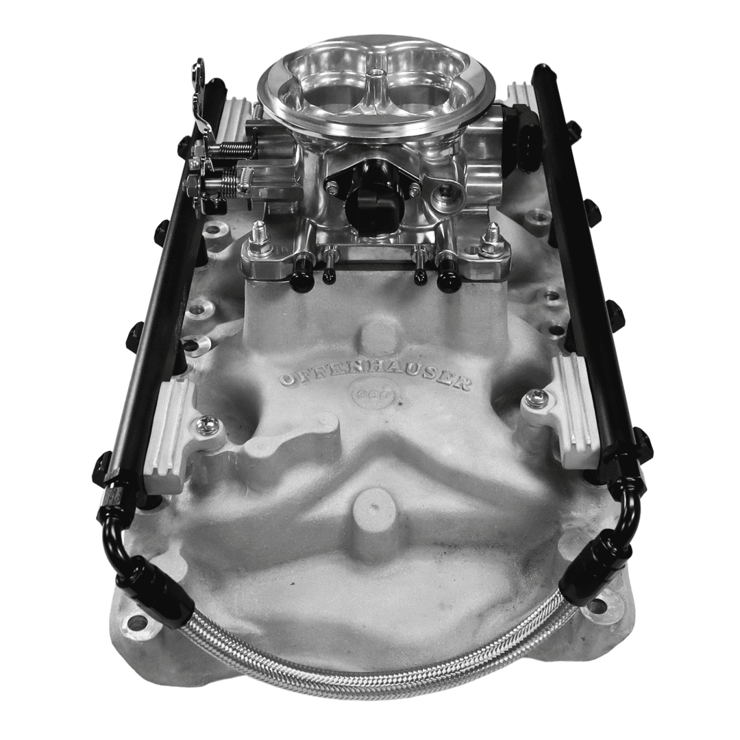 Engine intake manifold with fuel rails.