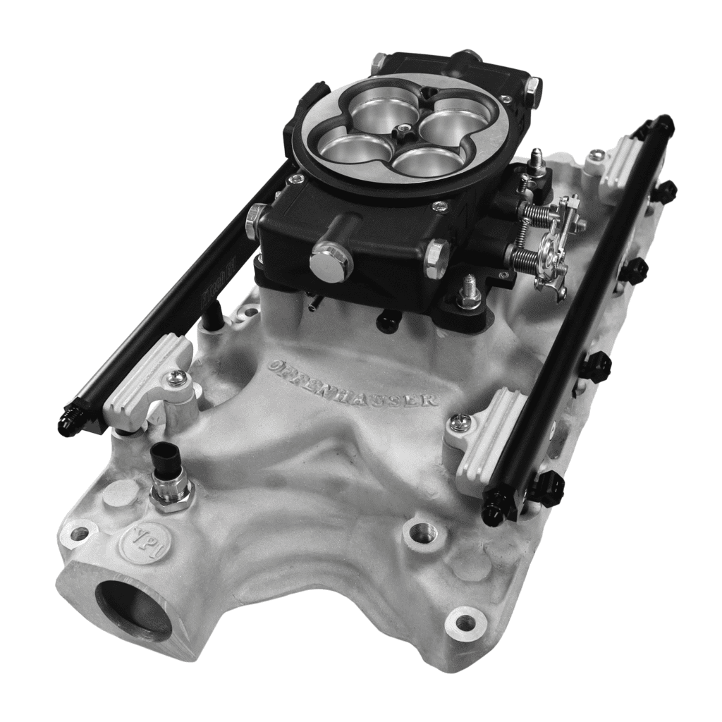 Car engine intake manifold with throttle body.