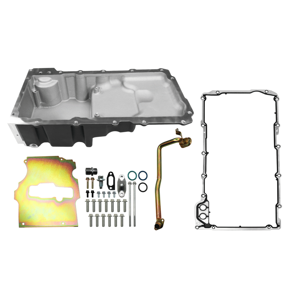 Complete oil pan kit with gasket, bolts, and pickup tube.