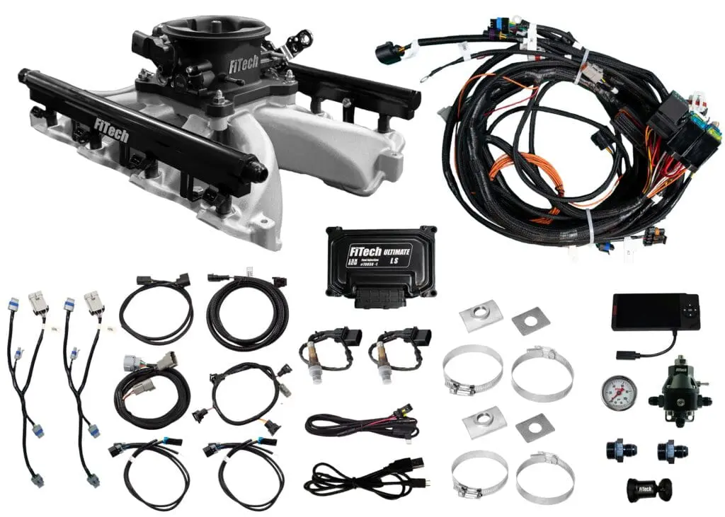 Electronic fuel injection system components and wiring.