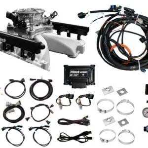 Automotive fuel injection system components and wiring.