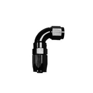 Black metal elbow pipe fitting on black.