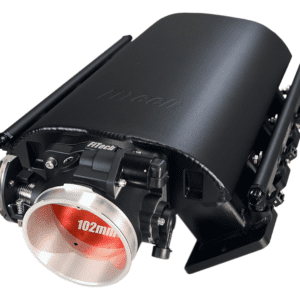 Car engine component with black and red detailing.