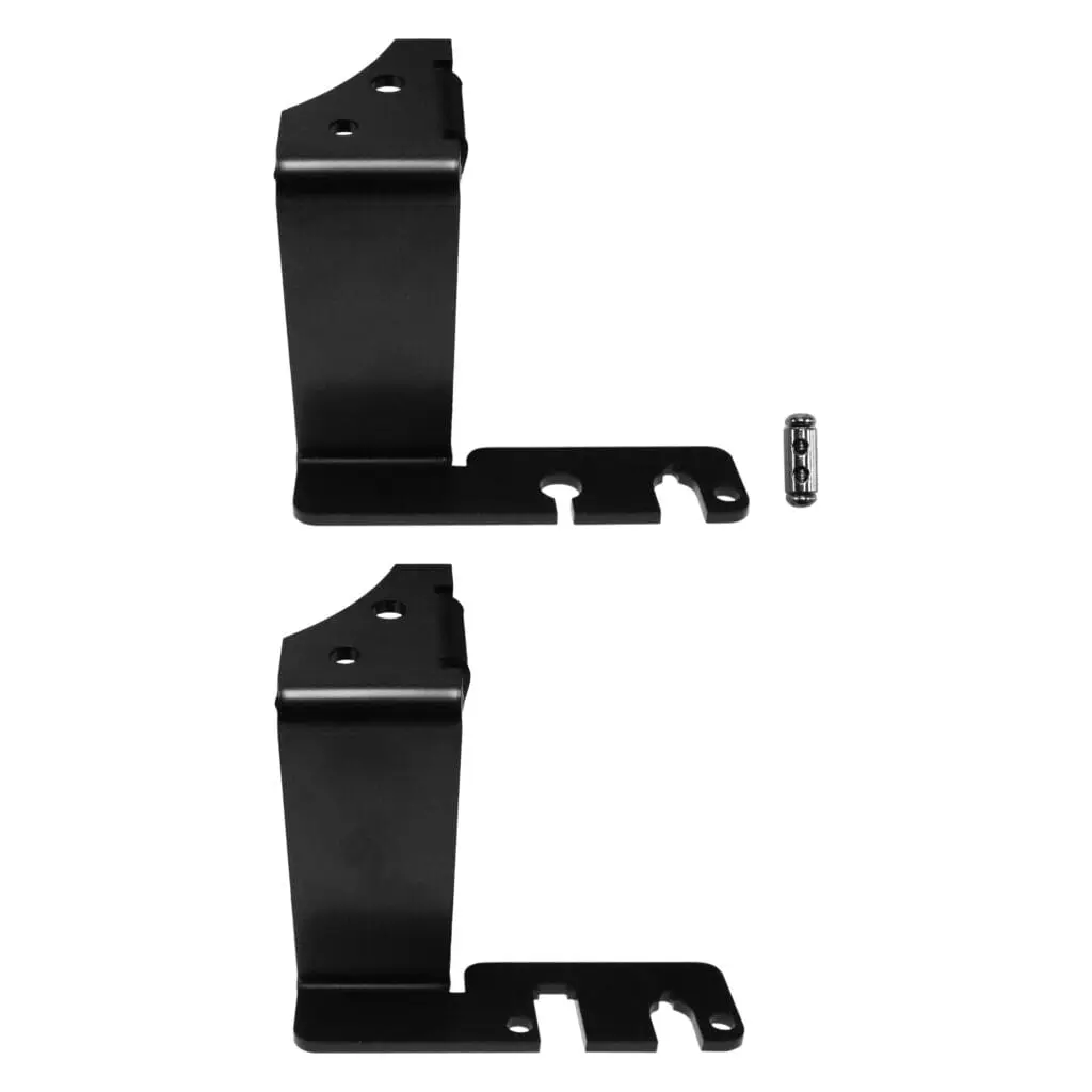 Black metal brackets and small cylindrical component.