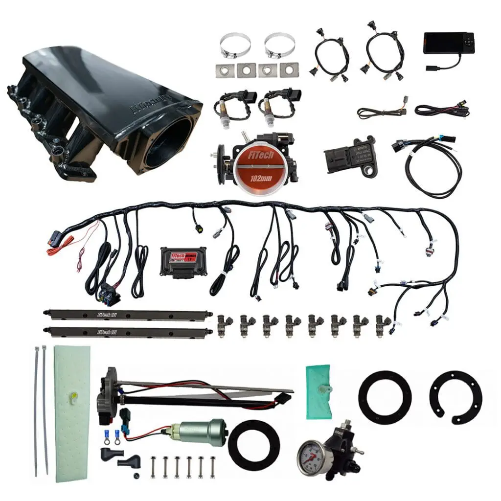 Automotive engine parts and wiring components.