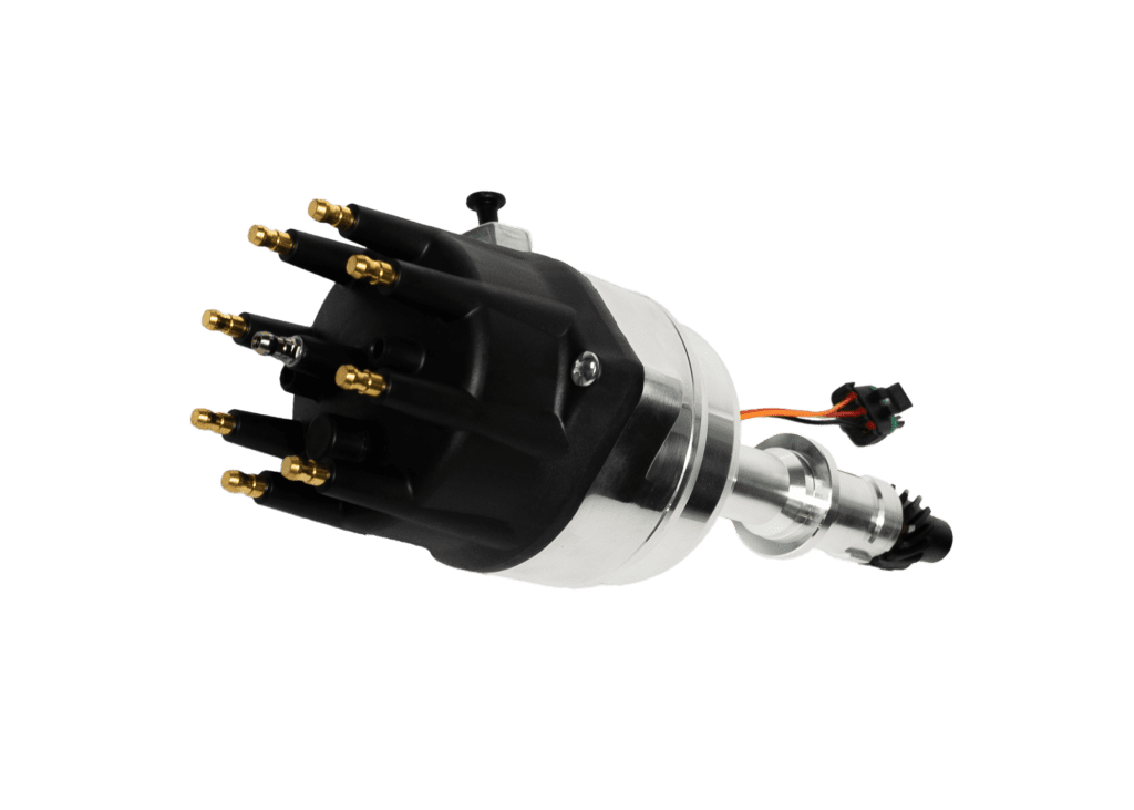 Ignition distributor on black background.