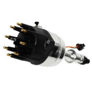 Ignition distributor on black background.