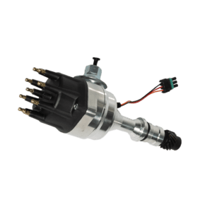 Automotive distributor on a black background.