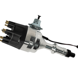 Car distributor on black background.