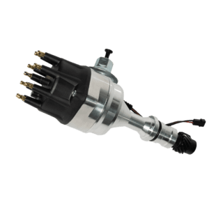 Ignition distributor on black background.