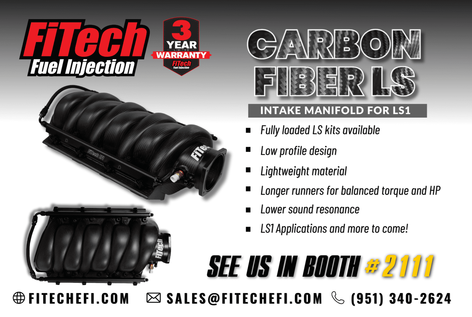 FiTech carbon fiber LS intake manifold advertisement.