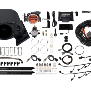 Car engine components and wiring kit displayed.