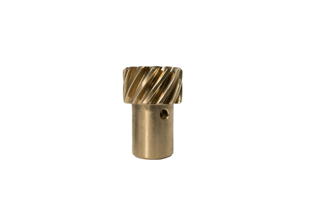 Brass gear on black background.