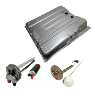 Fuel pump assembly kit with metal fuel tank and related components.