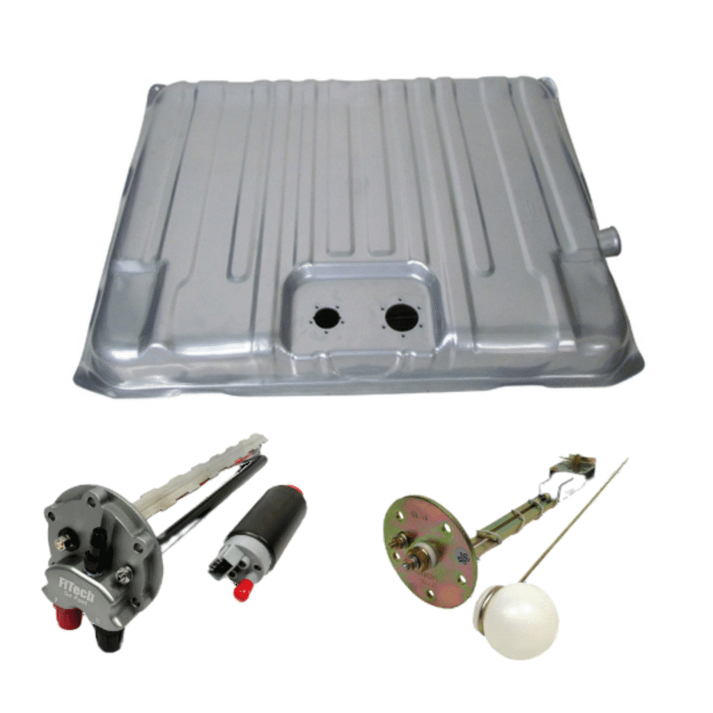 Car fuel tank with related components including fuel pump and sending unit.
