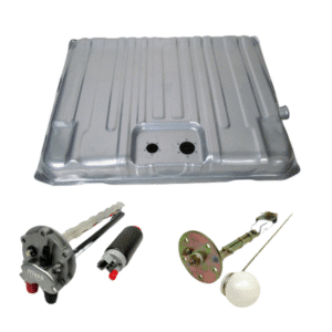 Car fuel tank with related components including fuel pump and sending unit.