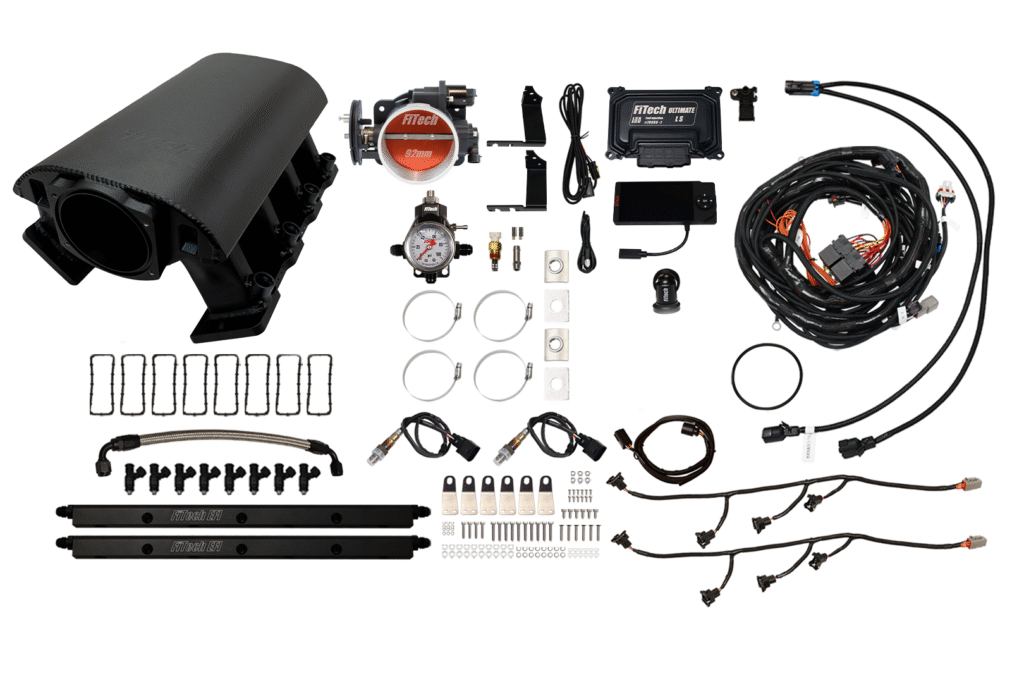Complete car alarm system with various components and wiring.